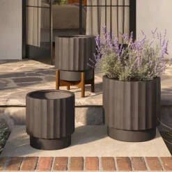 Tera Short Indoor/Outdoor Planter Set - Chocolate Brown and Walnut