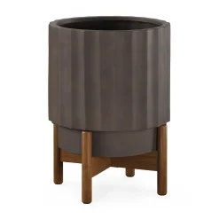Tera Short Indoor/Outdoor Planter Set - Chocolate Brown and Walnut