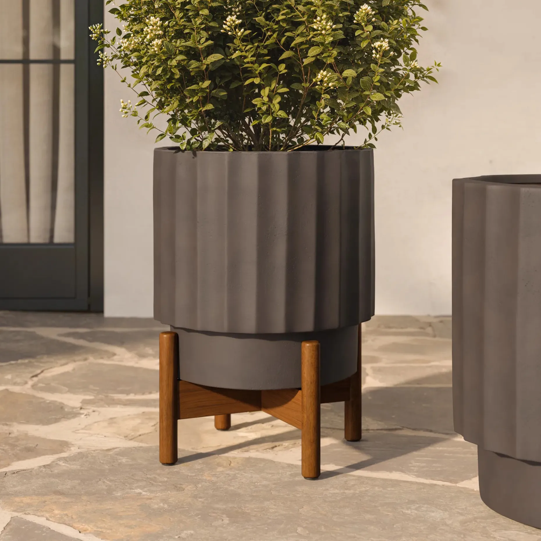 Tera Short Indoor/Outdoor Planter Set - Chocolate Brown and Walnut