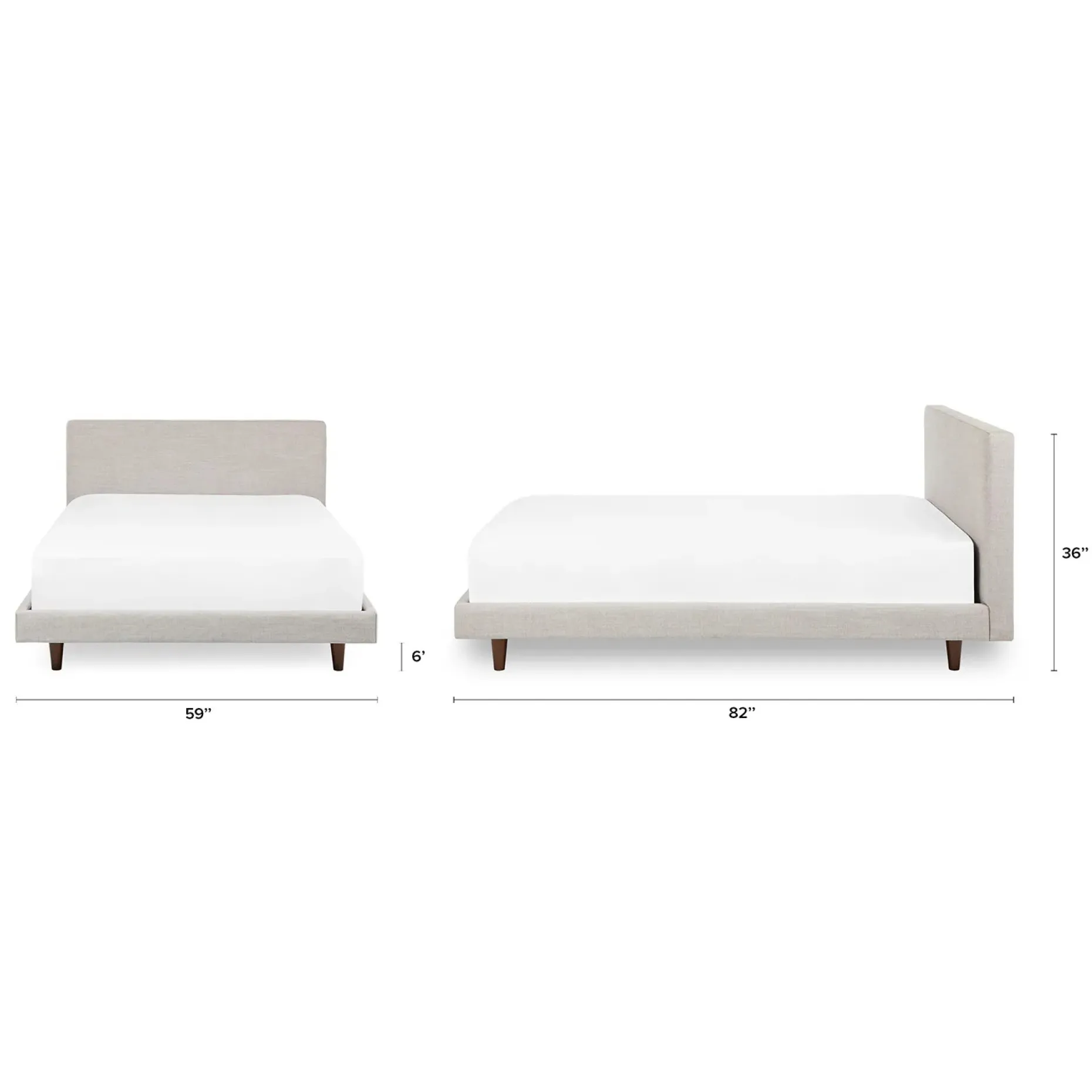 Tessu Full Low Profile Upholstered Bed - Clay Taupe
