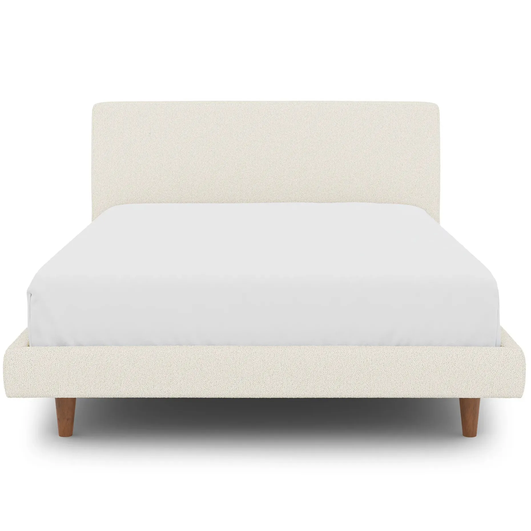 Tessu Full Low Profile Upholstered Bed - Ivory Wool Bouclé