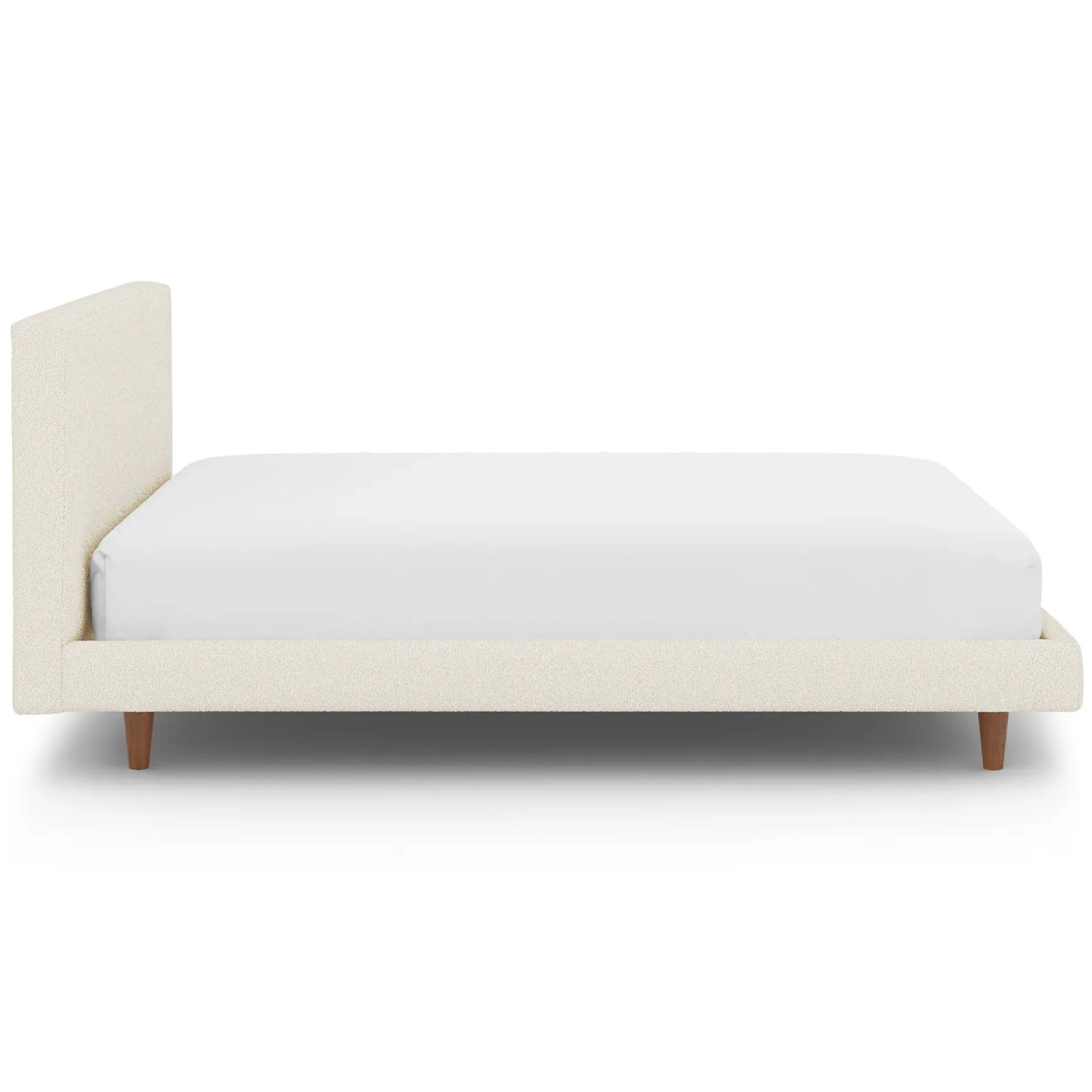 Tessu Full Low Profile Upholstered Bed - Ivory Wool Bouclé