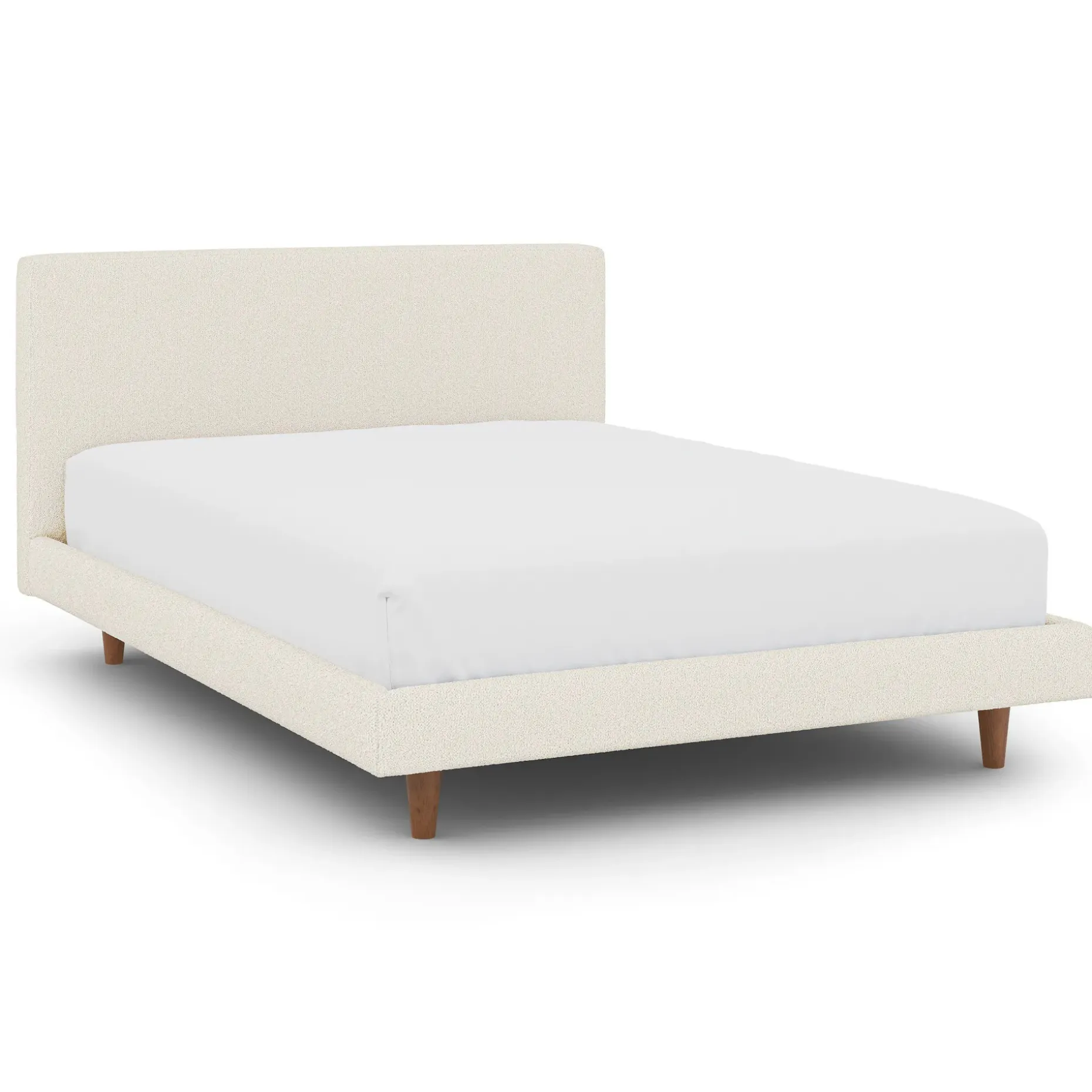 Tessu Full Low Profile Upholstered Bed - Ivory Wool Bouclé