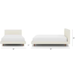 Tessu Full Low Profile Upholstered Bed - Ivory Wool Bouclé