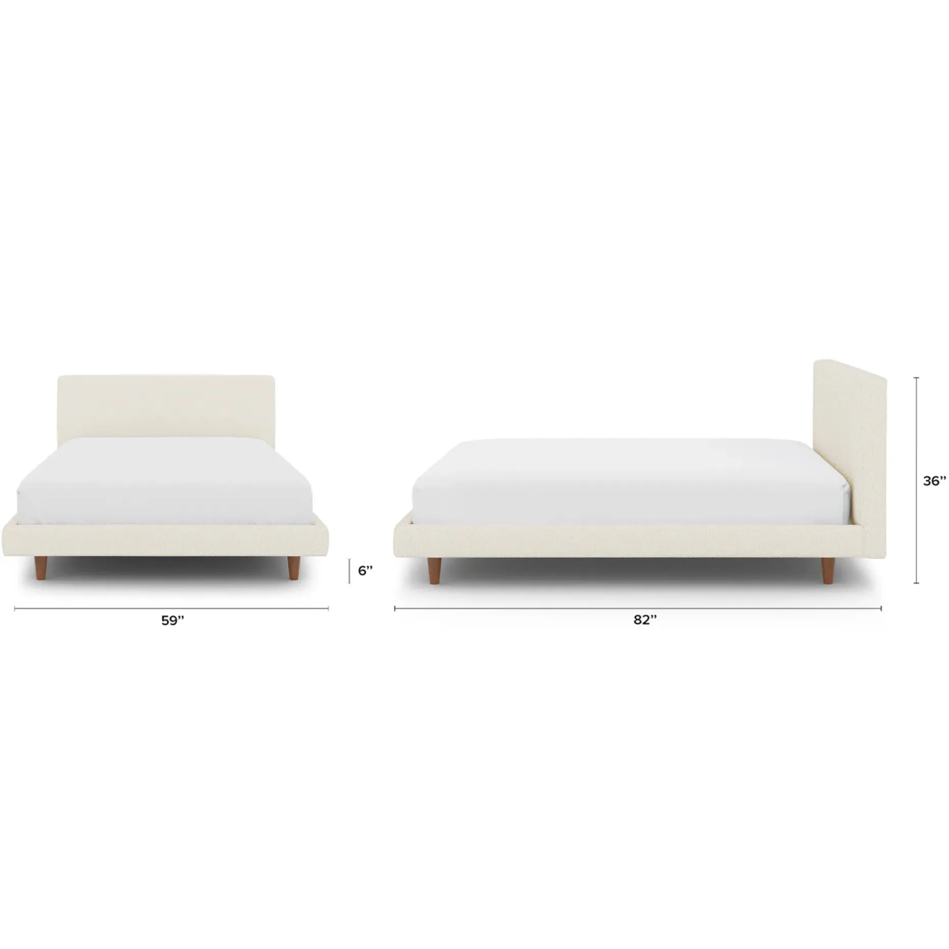 Tessu Full Low Profile Upholstered Bed - Ivory Wool Bouclé