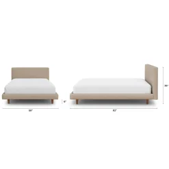 Tessu Full Low Profile Upholstered Bed - Sandstone Wool Bouclé