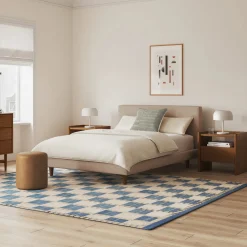 Tessu Full Low Profile Upholstered Bed - Sandstone Wool Bouclé