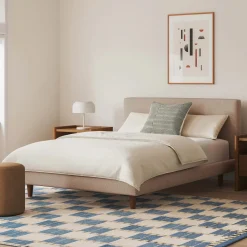 Tessu Full Low Profile Upholstered Bed - Sandstone Wool Bouclé