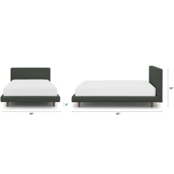Tessu Full Low Profile Upholstered Bed - Green Wool Bouclé