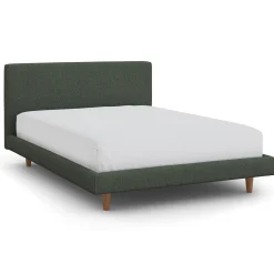 Tessu Full Low Profile Upholstered Bed - Green Wool Bouclé