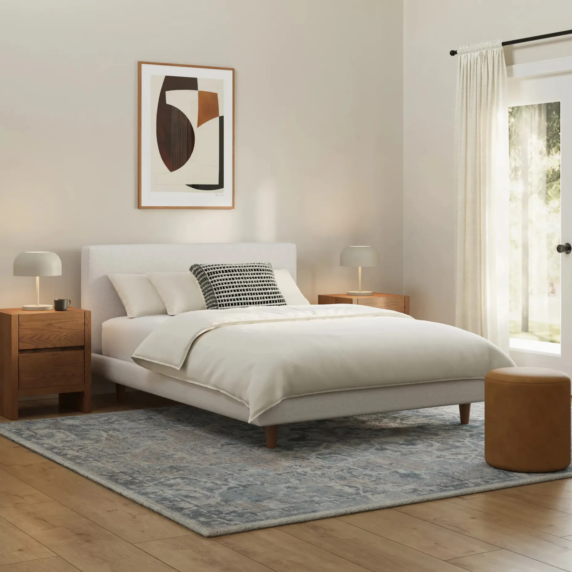 Tessu Full Low Profile Upholstered Bed - Napa White