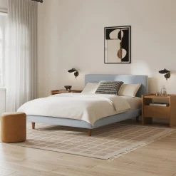 Tessu Full Low Profile Upholstered Bed - Silver Light Blue