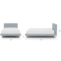 Tessu Full Low Profile Upholstered Bed - Silver Light Blue