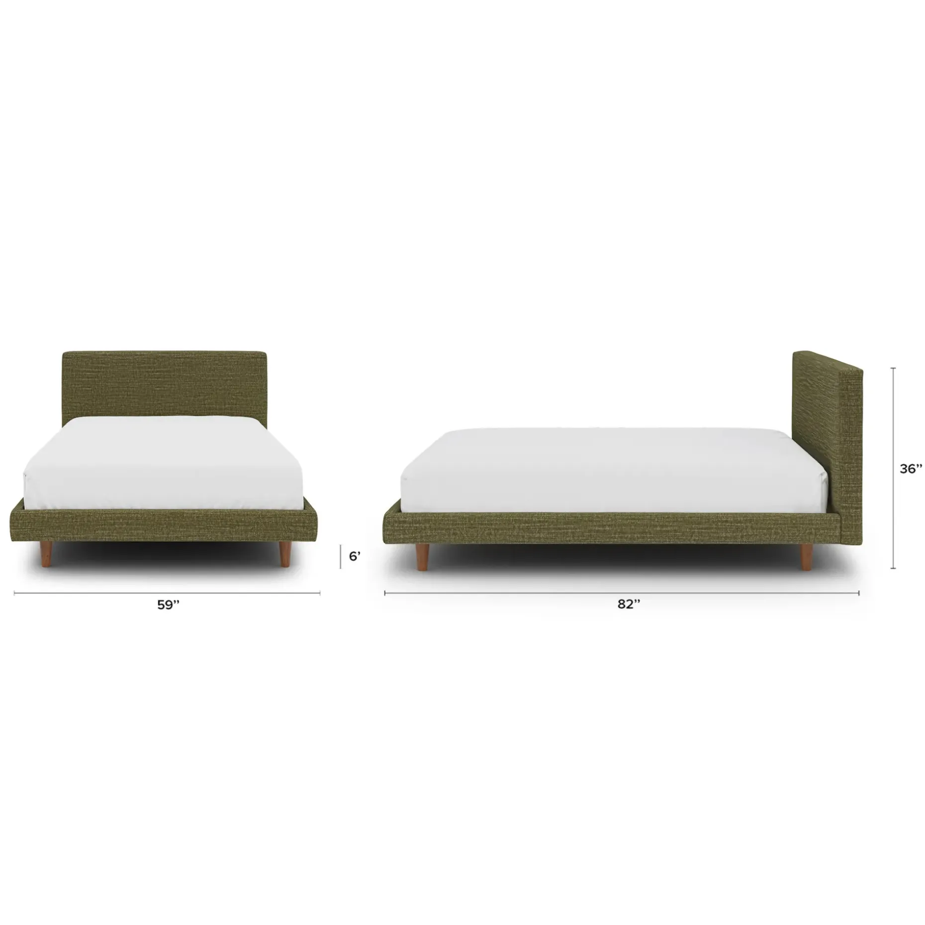 Tessu Full Low Profile Upholstered Bed - Napa Moss