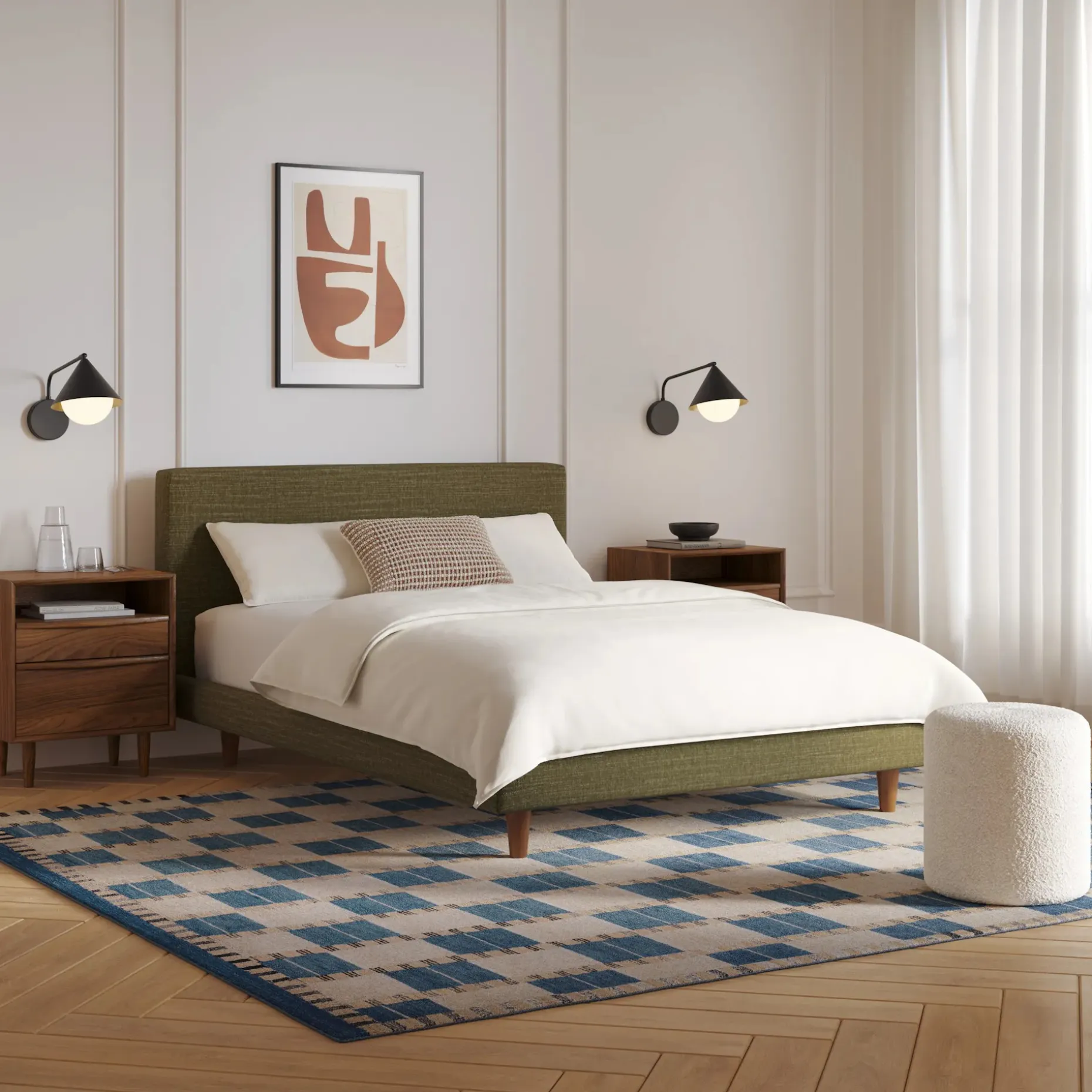 Tessu Full Low Profile Upholstered Bed - Napa Moss