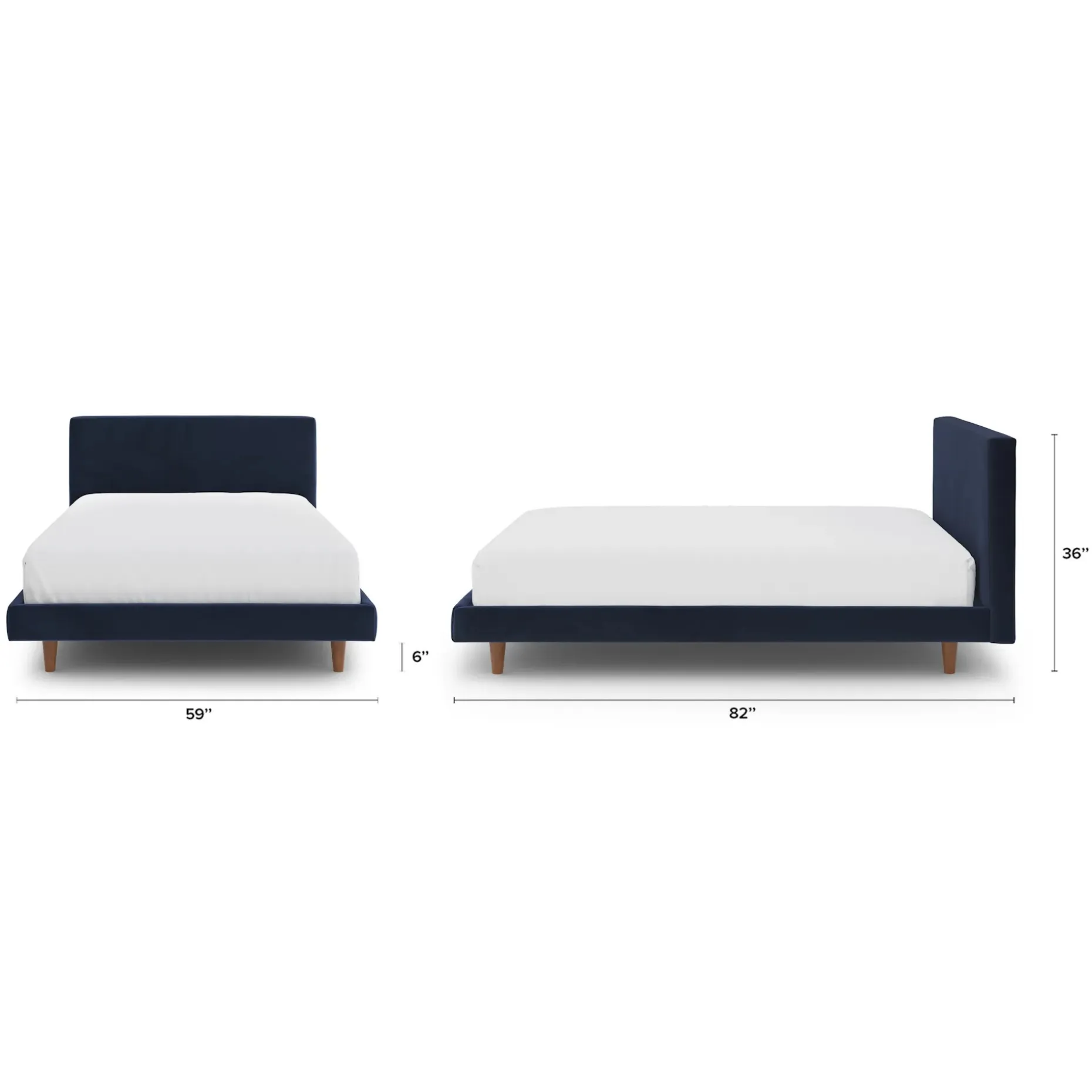 Tessu Full Low Profile Velvet Bed - Hale Ink