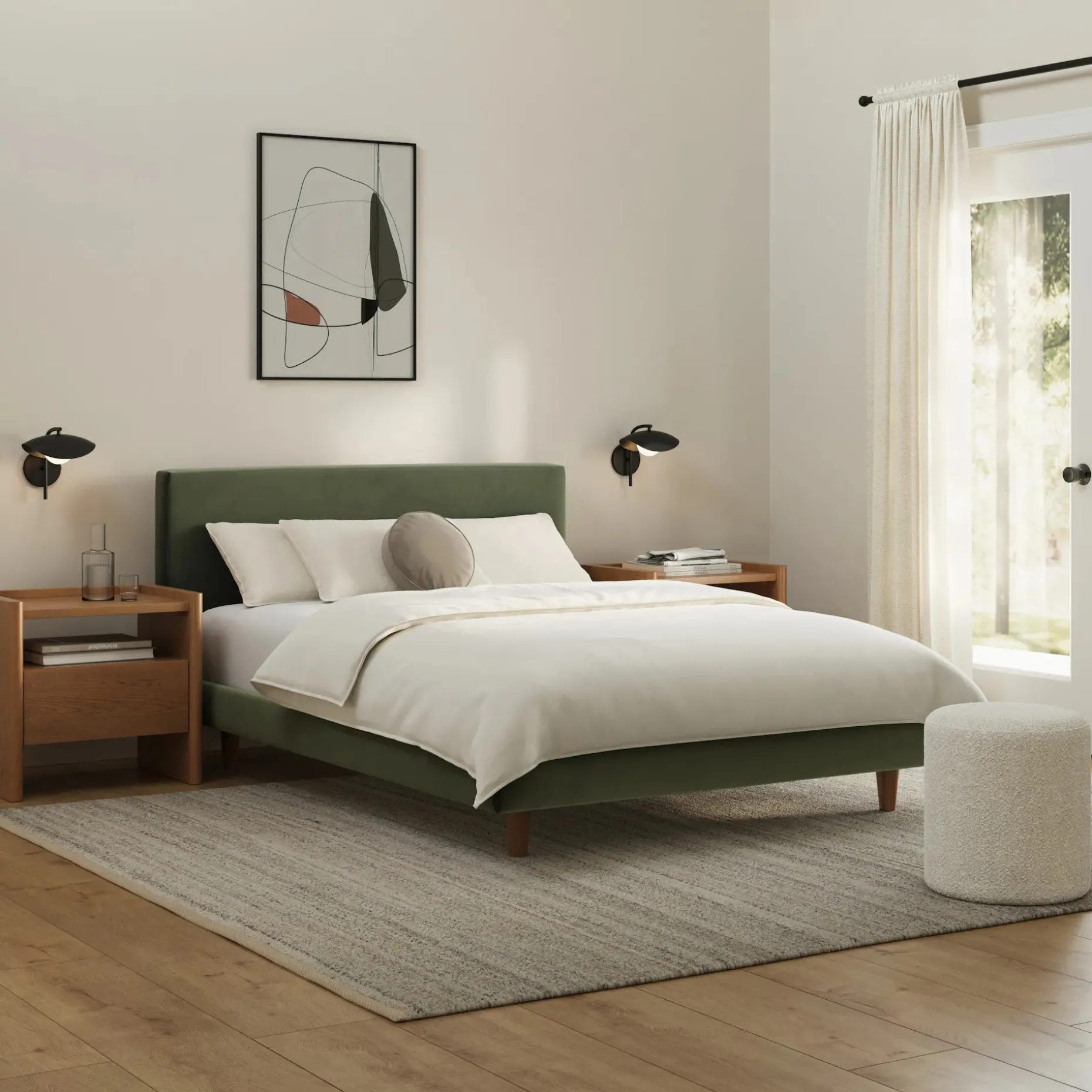 Tessu Full Low Profile Velvet Bed - Hale Fir Green
