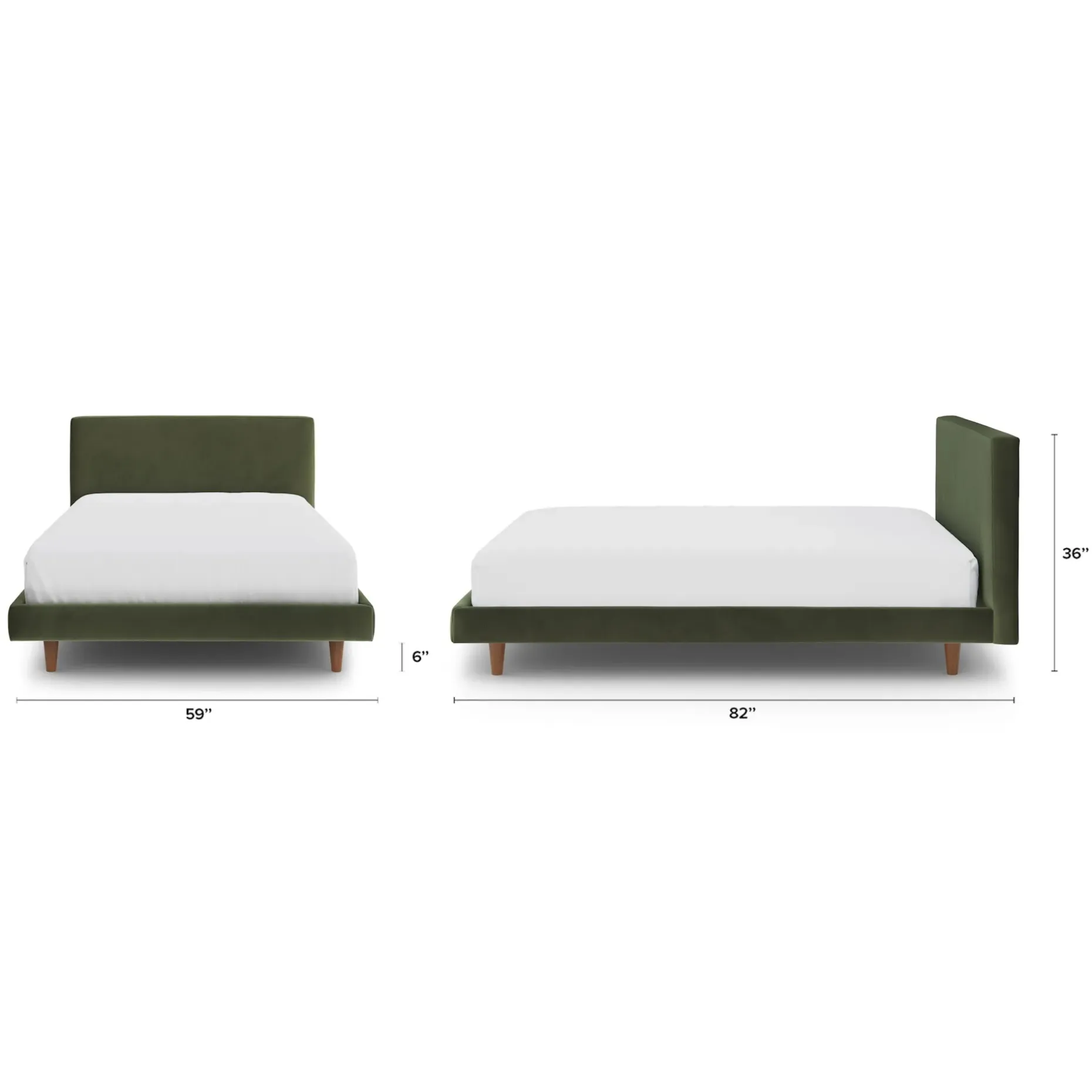 Tessu Full Low Profile Velvet Bed - Hale Fir Green