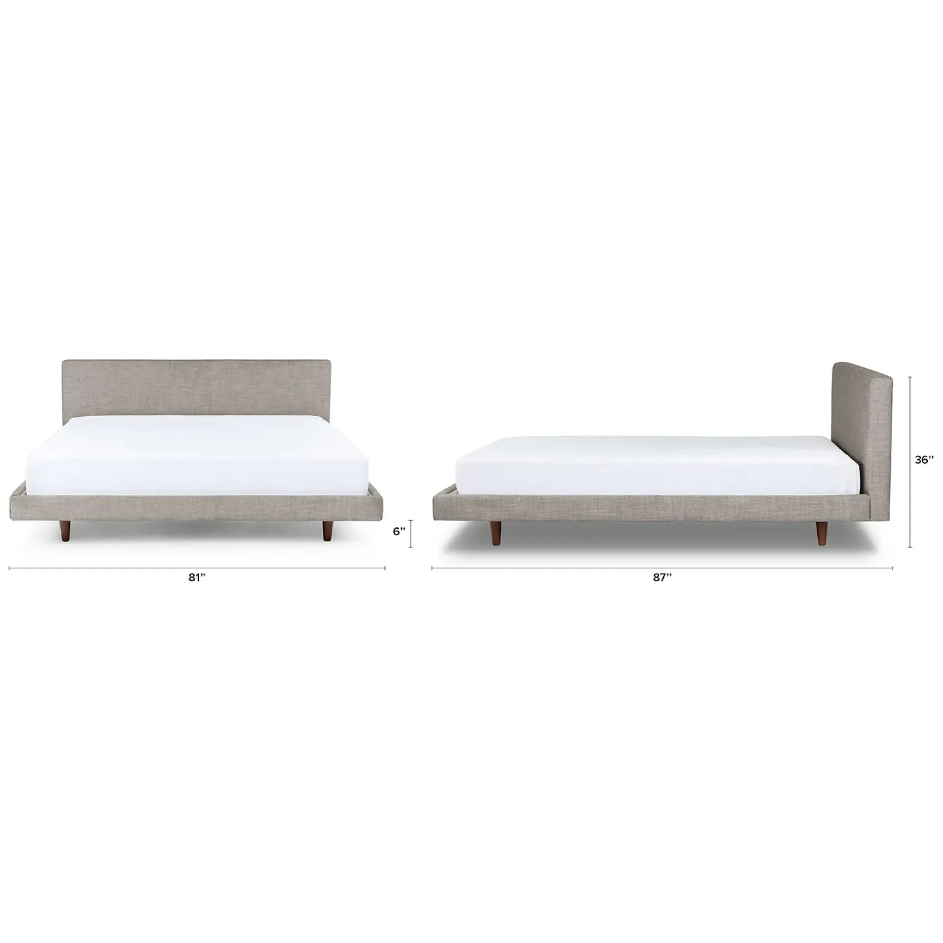Tessu King Low Profile Upholstered Bed - Glaze Gray
