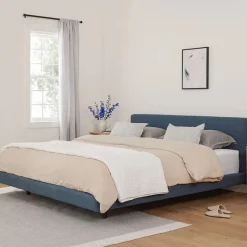 Tessu King Low Profile Upholstered Bed - Caspian Blue