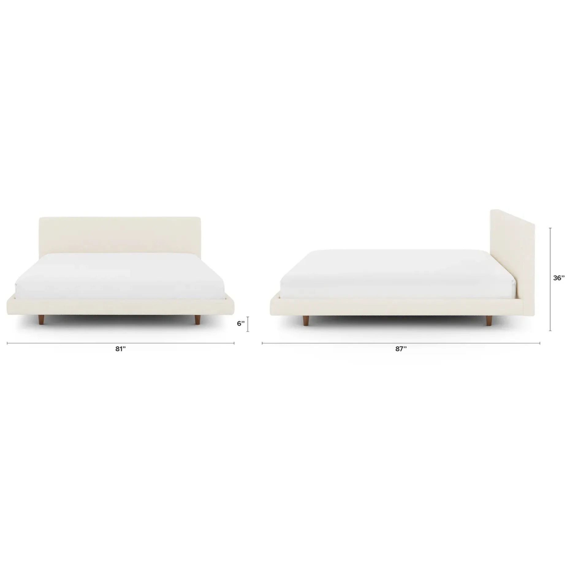 Tessu King Low Profile Upholstered Bed - Ivory Wool Bouclé