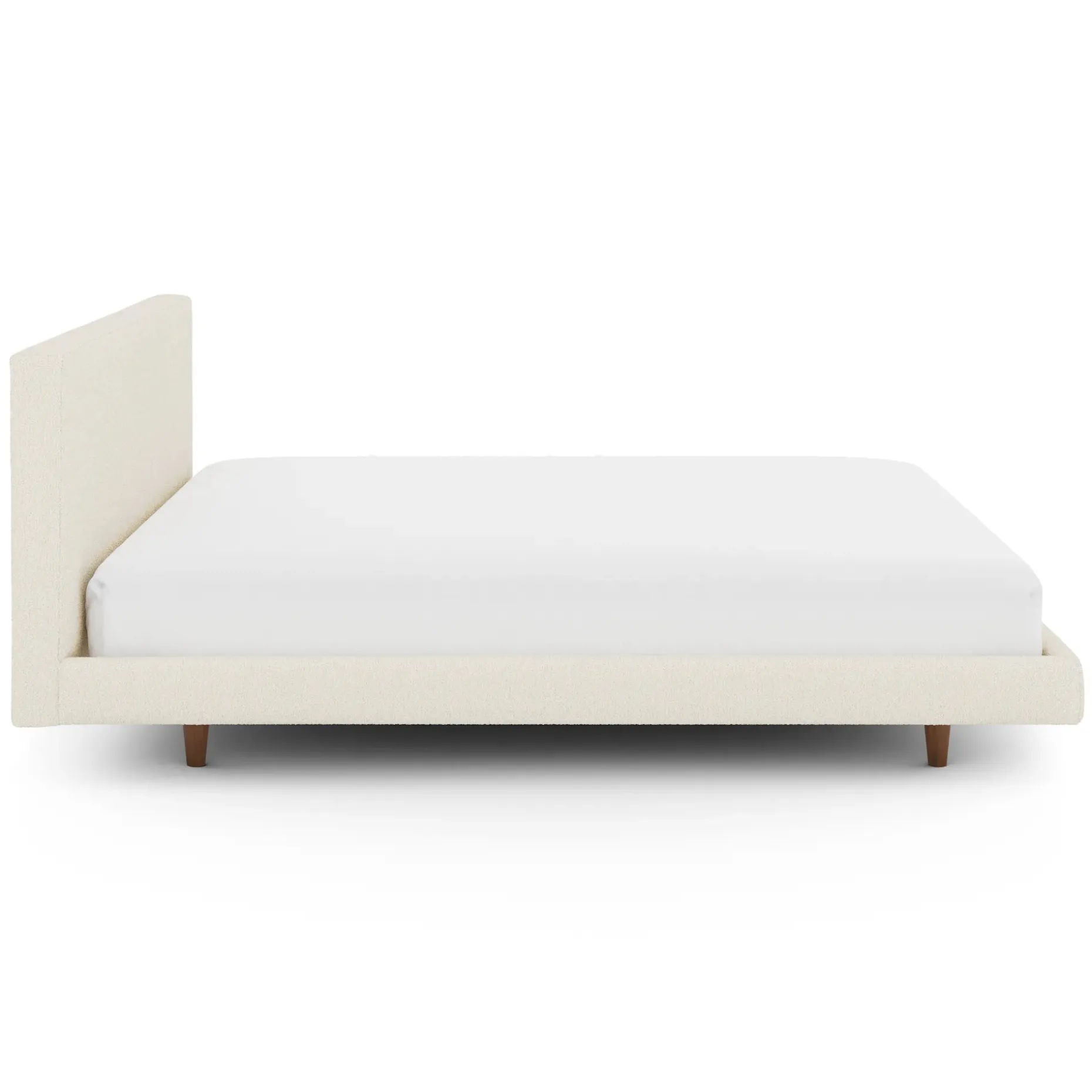 Tessu King Low Profile Upholstered Bed - Ivory Wool Bouclé