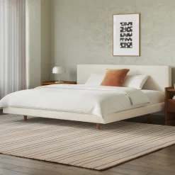 Tessu King Low Profile Upholstered Bed - Ivory Wool Bouclé