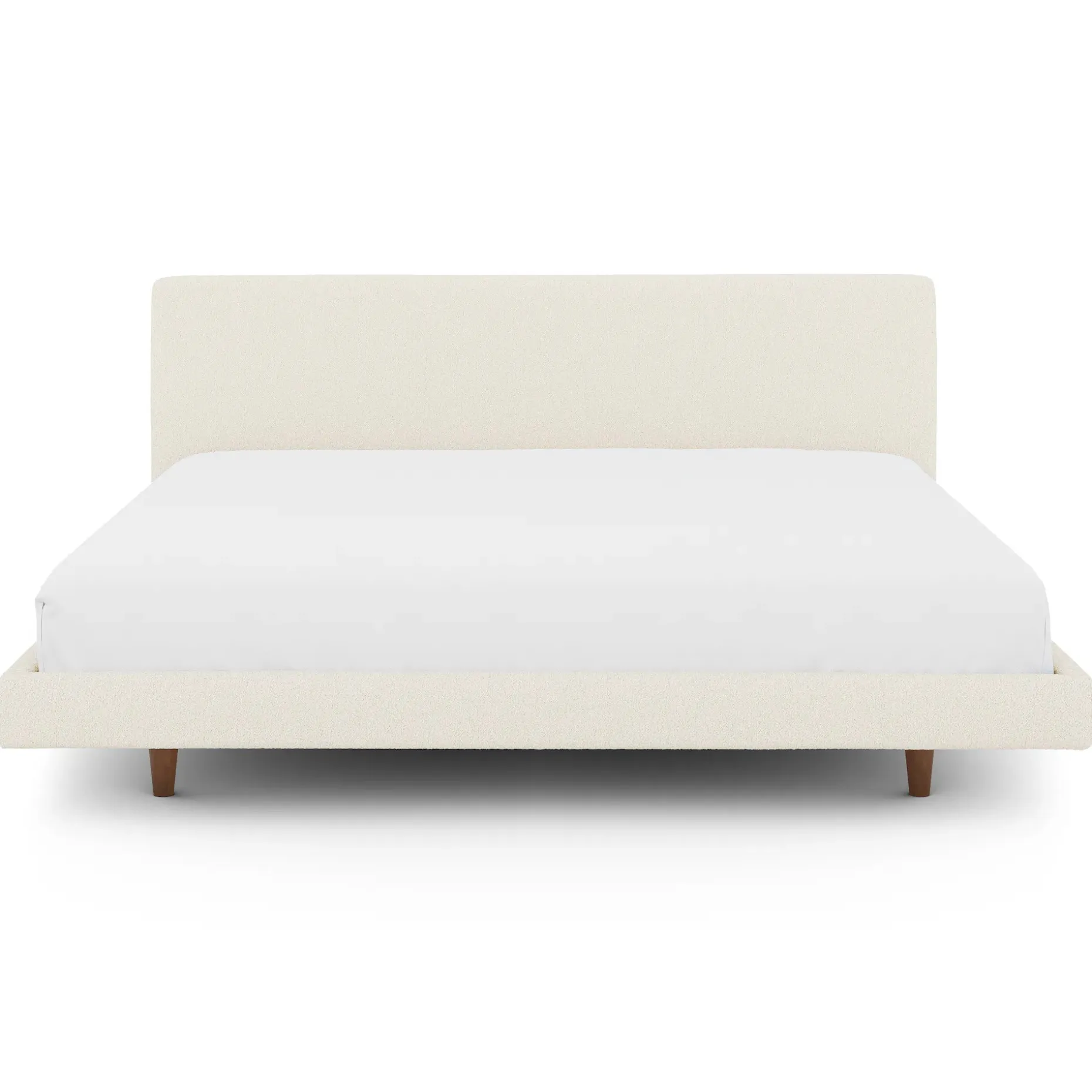 Tessu King Low Profile Upholstered Bed - Ivory Wool Bouclé