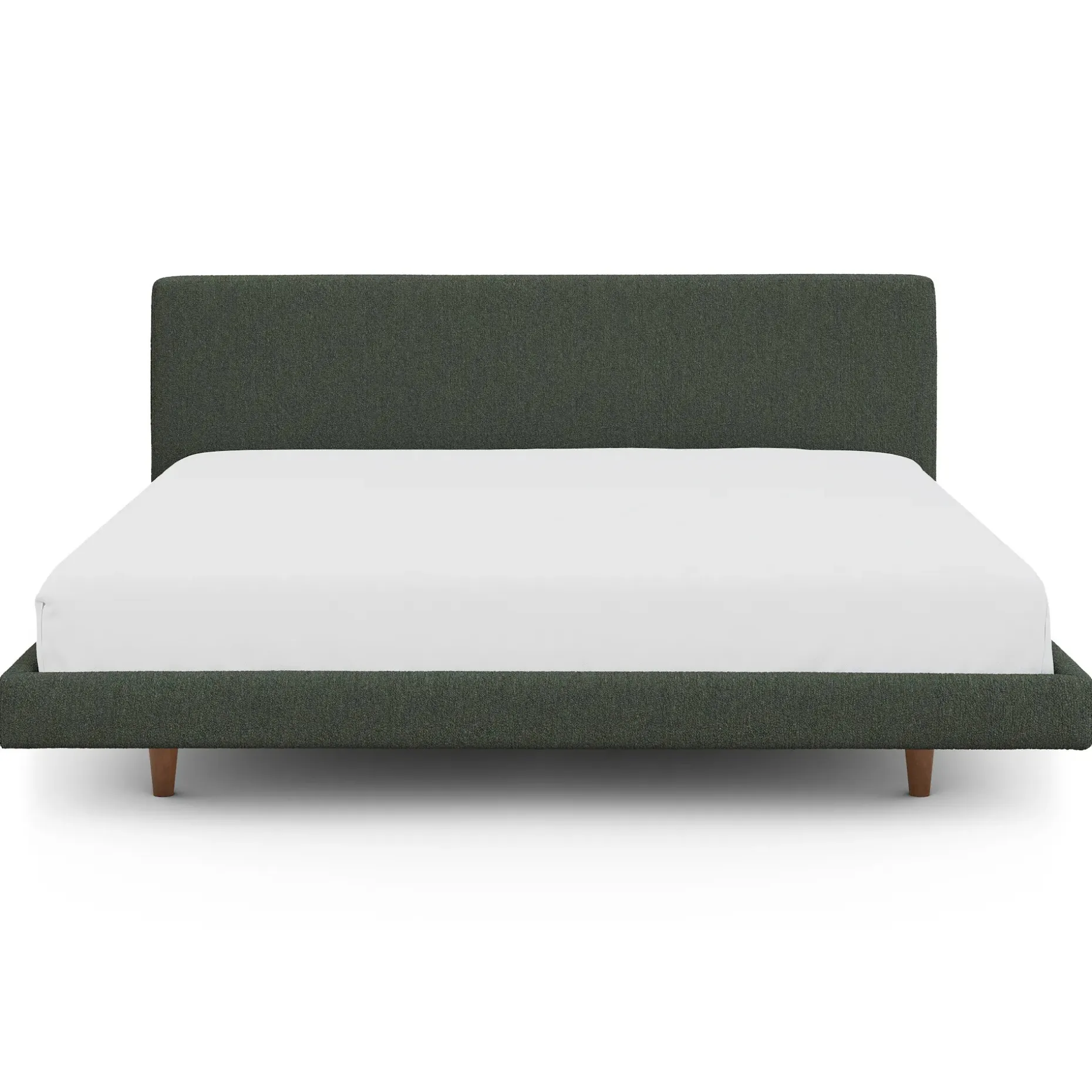 Tessu King Low Profile Upholstered Bed - Green Wool Bouclé