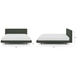 Tessu King Low Profile Upholstered Bed - Green Wool Bouclé