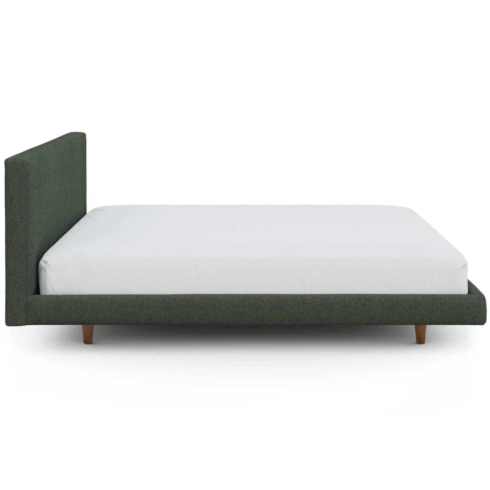 Tessu King Low Profile Upholstered Bed - Green Wool Bouclé