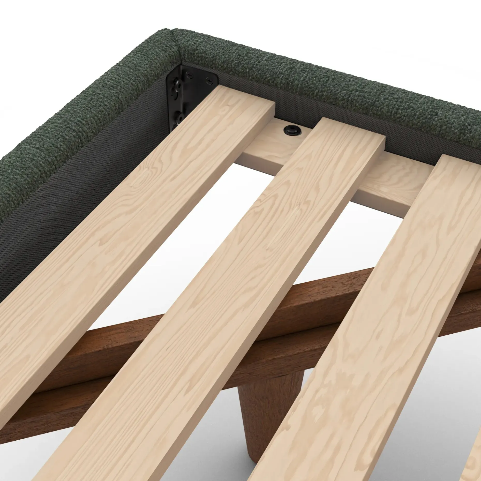Tessu King Low Profile Upholstered Bed - Green Wool Bouclé