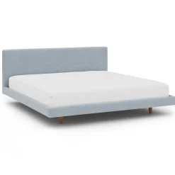 Tessu King Low Profile Upholstered Bed - Silver Light Blue