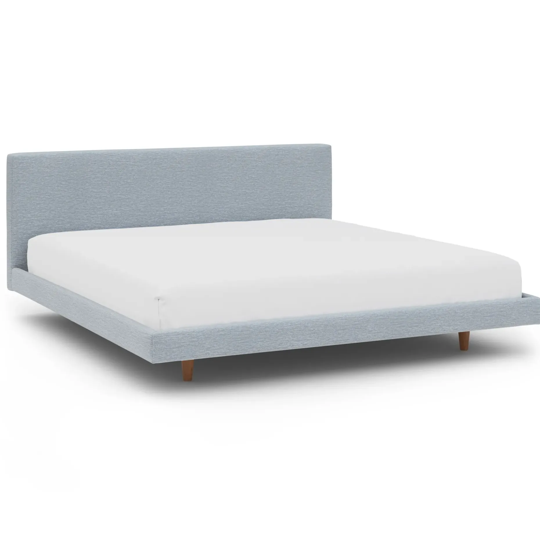 Tessu King Low Profile Upholstered Bed - Silver Light Blue