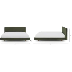 Tessu King Low Profile Velvet Bed - Hale Fir Green