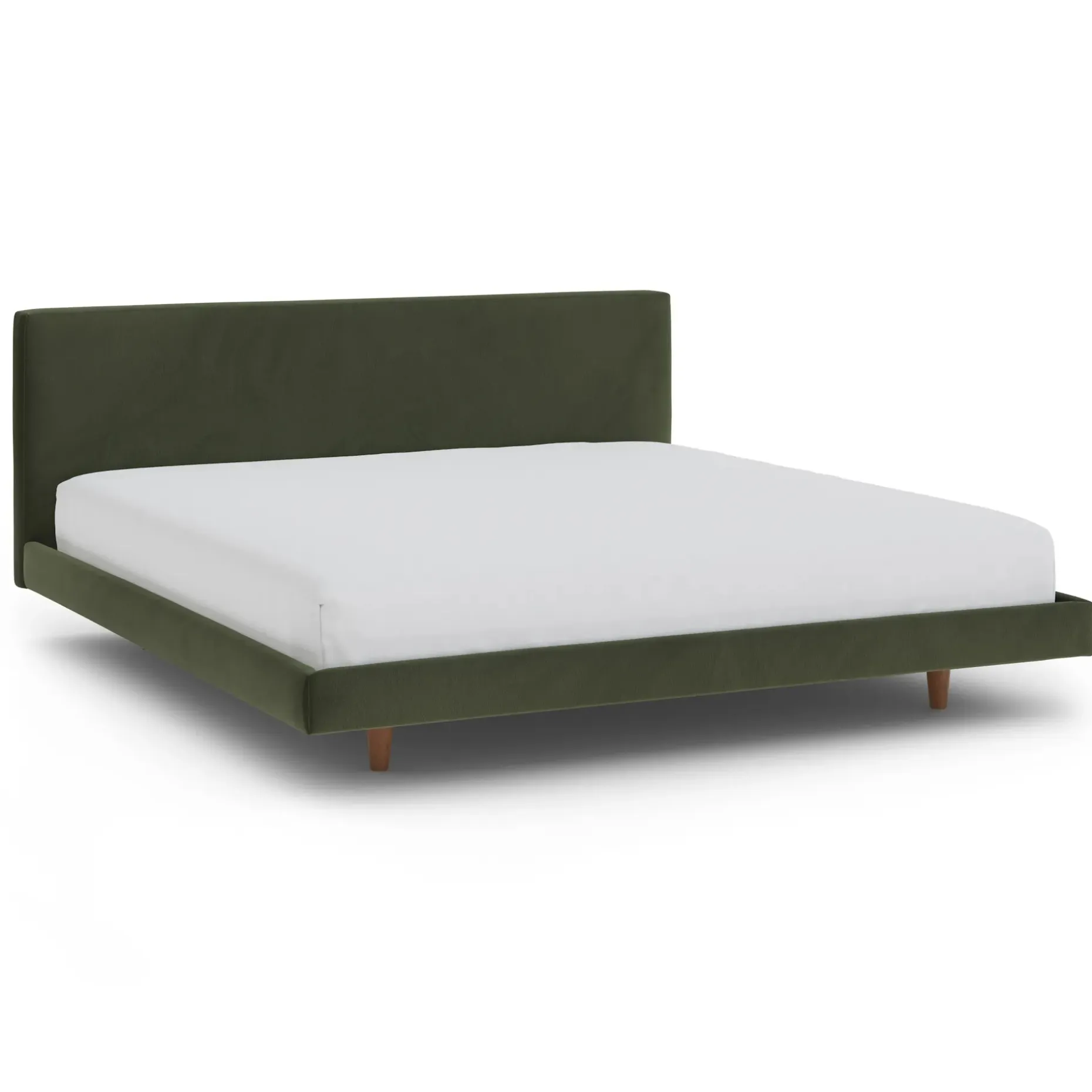 Tessu King Low Profile Velvet Bed - Hale Fir Green