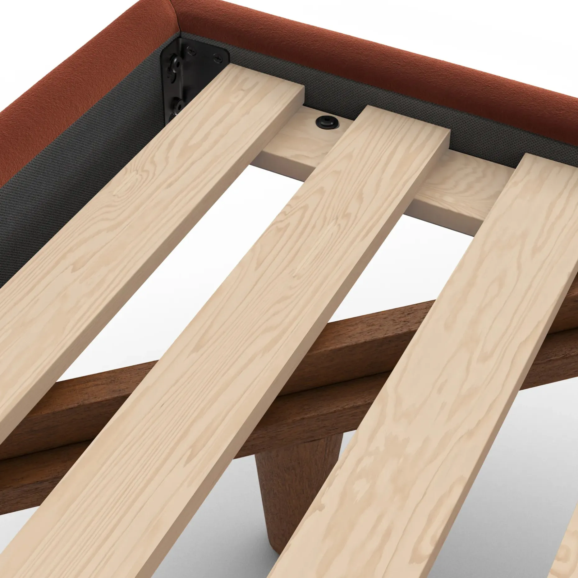 Tessu King Low Profile Velvet Bed - Hale Rust