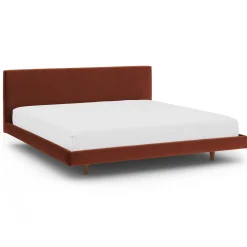 Tessu King Low Profile Velvet Bed - Hale Rust
