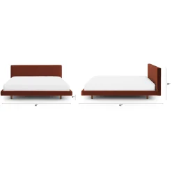 Tessu King Low Profile Velvet Bed - Hale Rust