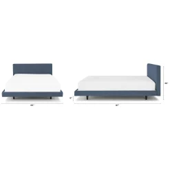 Tessu Queen Low Profile Upholstered Bed - Caspian Blue