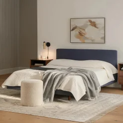 Tessu Queen Low Profile Upholstered Bed - Caspian Blue