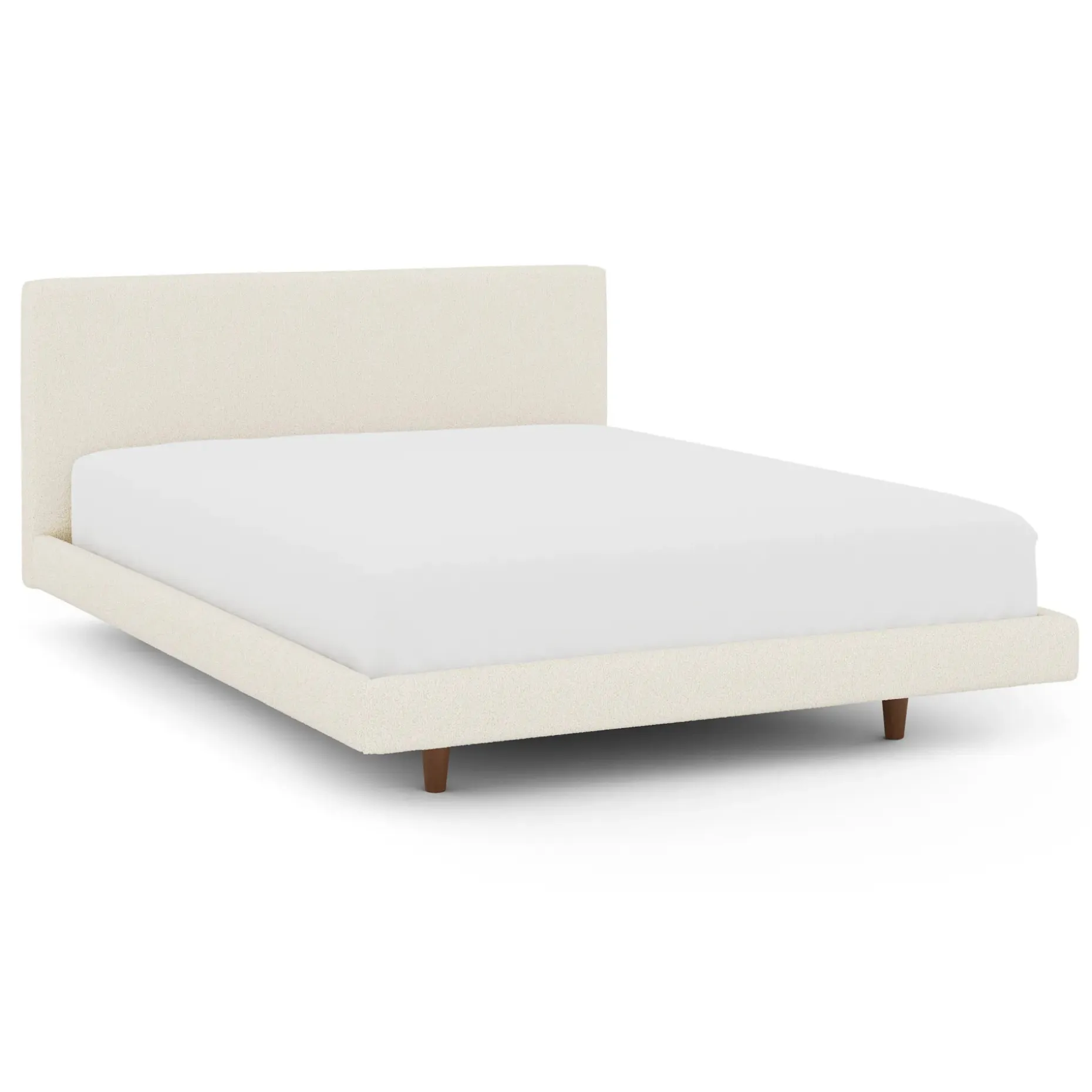 Tessu Queen Low Profile Upholstered Bed - Ivory Wool Bouclé