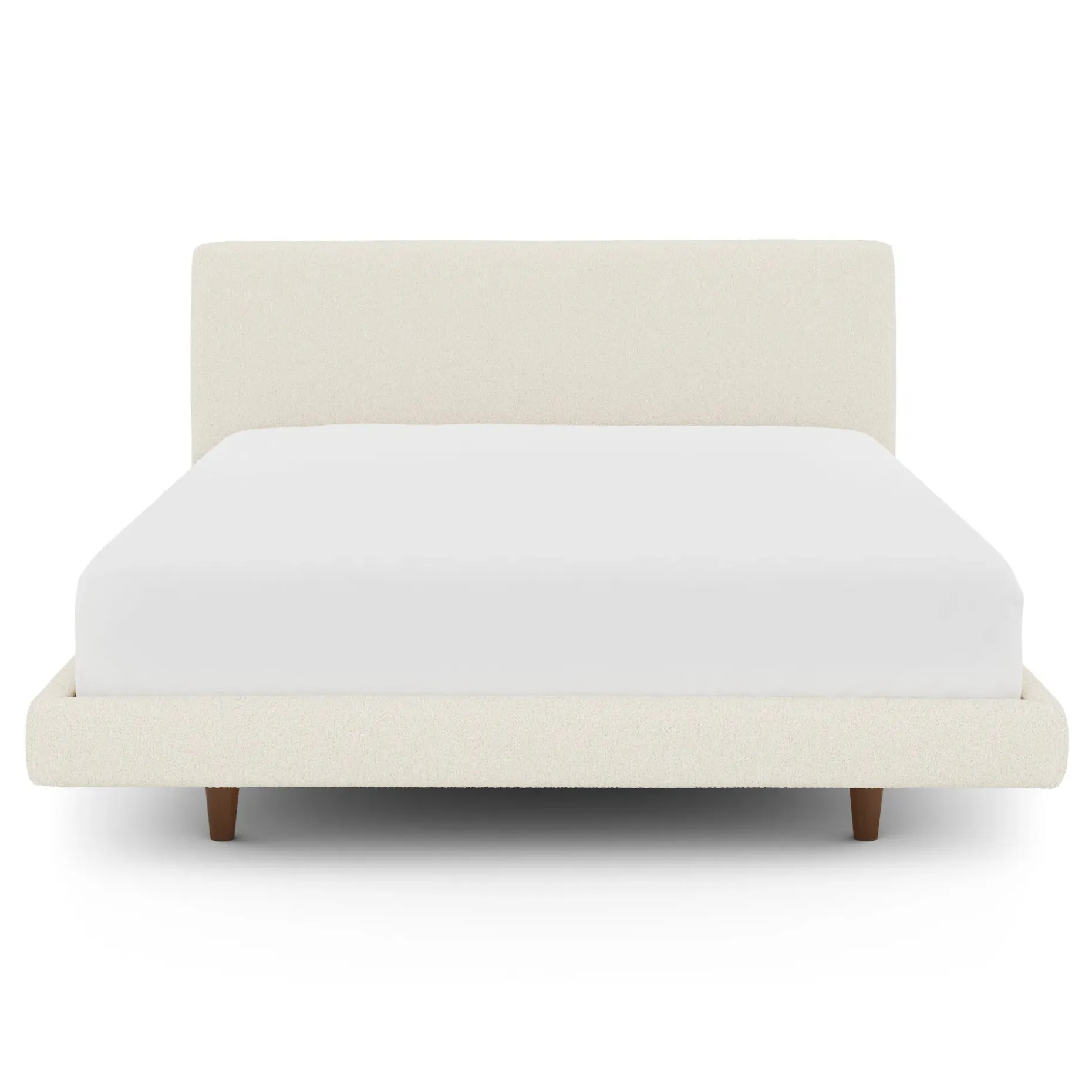 Tessu Queen Low Profile Upholstered Bed - Ivory Wool Bouclé