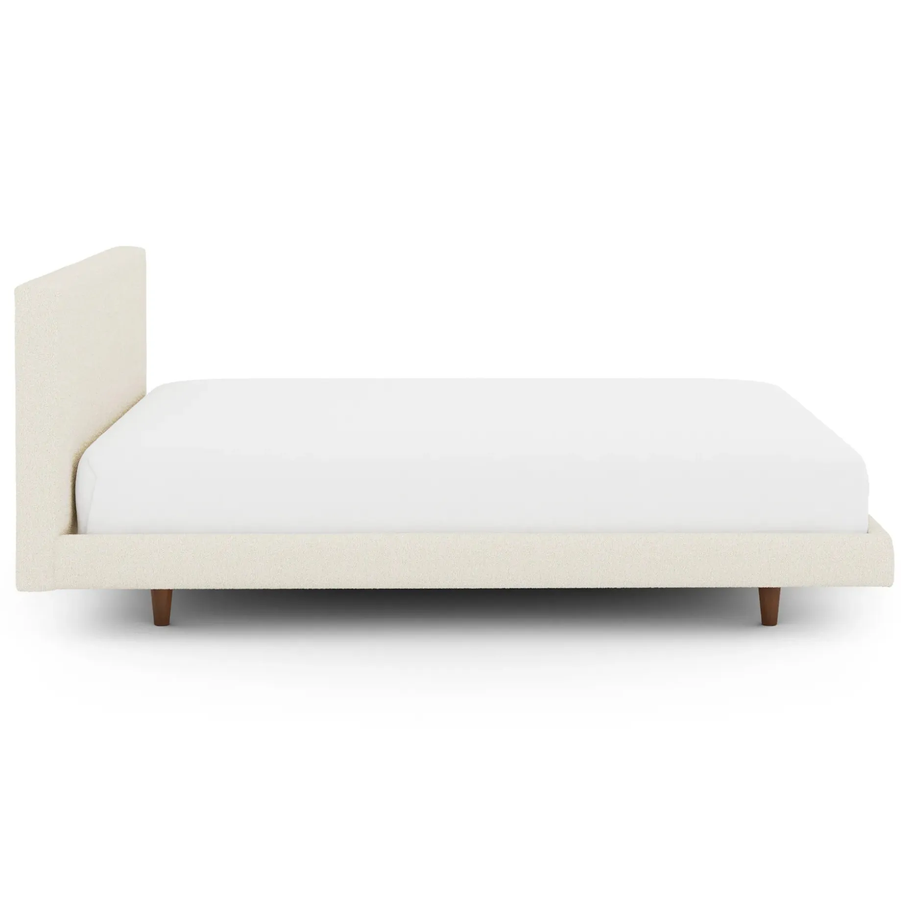 Tessu Queen Low Profile Upholstered Bed - Ivory Wool Bouclé