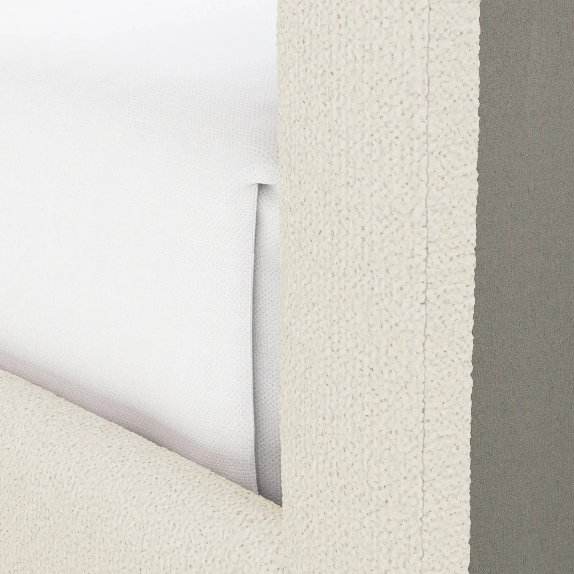 Tessu Queen Low Profile Upholstered Bed - Ivory Wool Bouclé