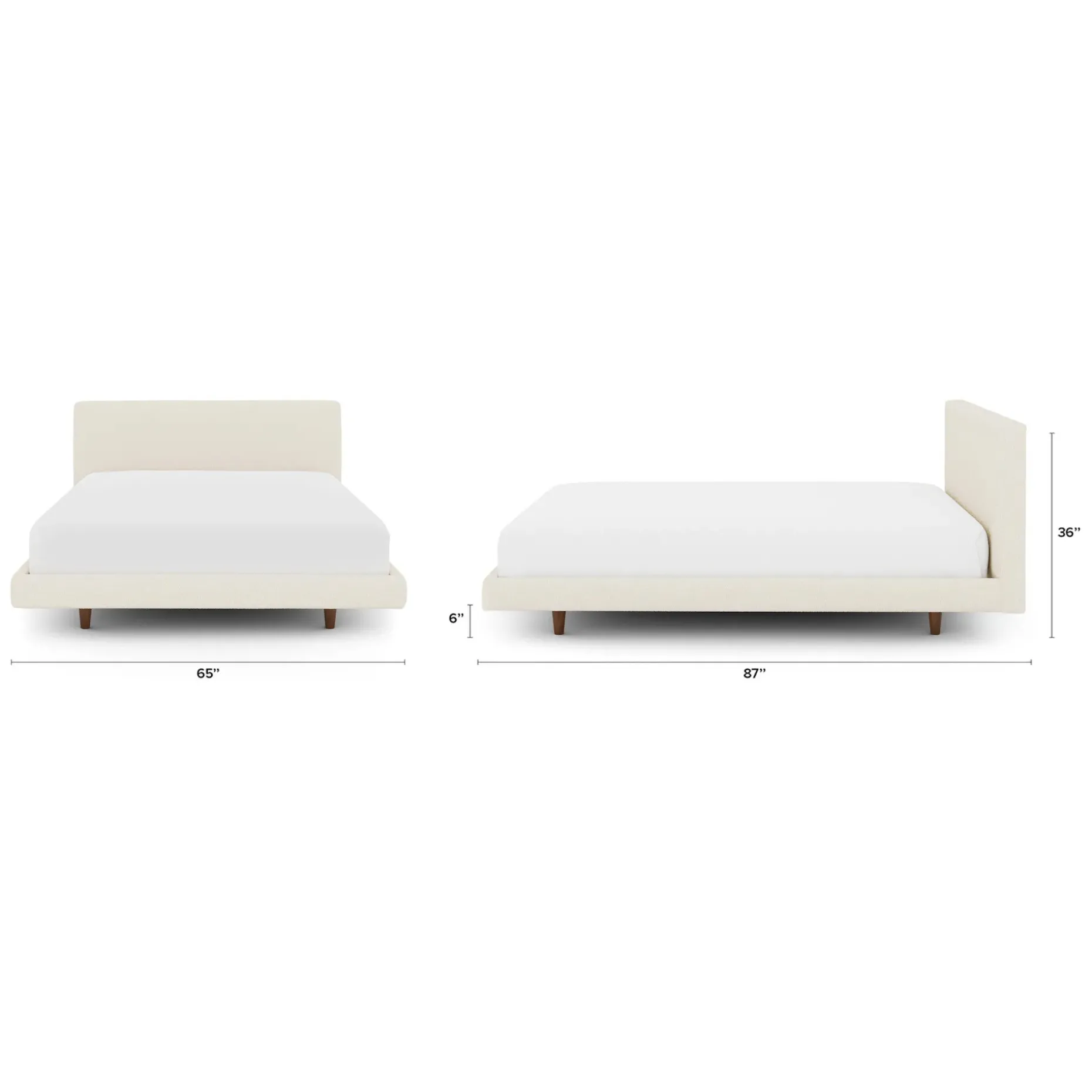 Tessu Queen Low Profile Upholstered Bed - Ivory Wool Bouclé