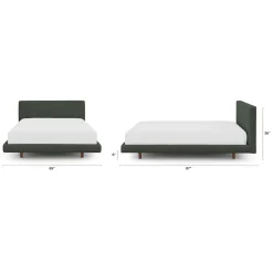 Tessu Queen Low Profile Upholstered Bed - Green Wool Bouclé