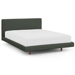 Tessu Queen Low Profile Upholstered Bed - Green Wool Bouclé