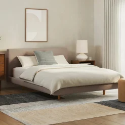 Tessu Queen Low Profile Upholstered Bed - Sandstone Wool Bouclé