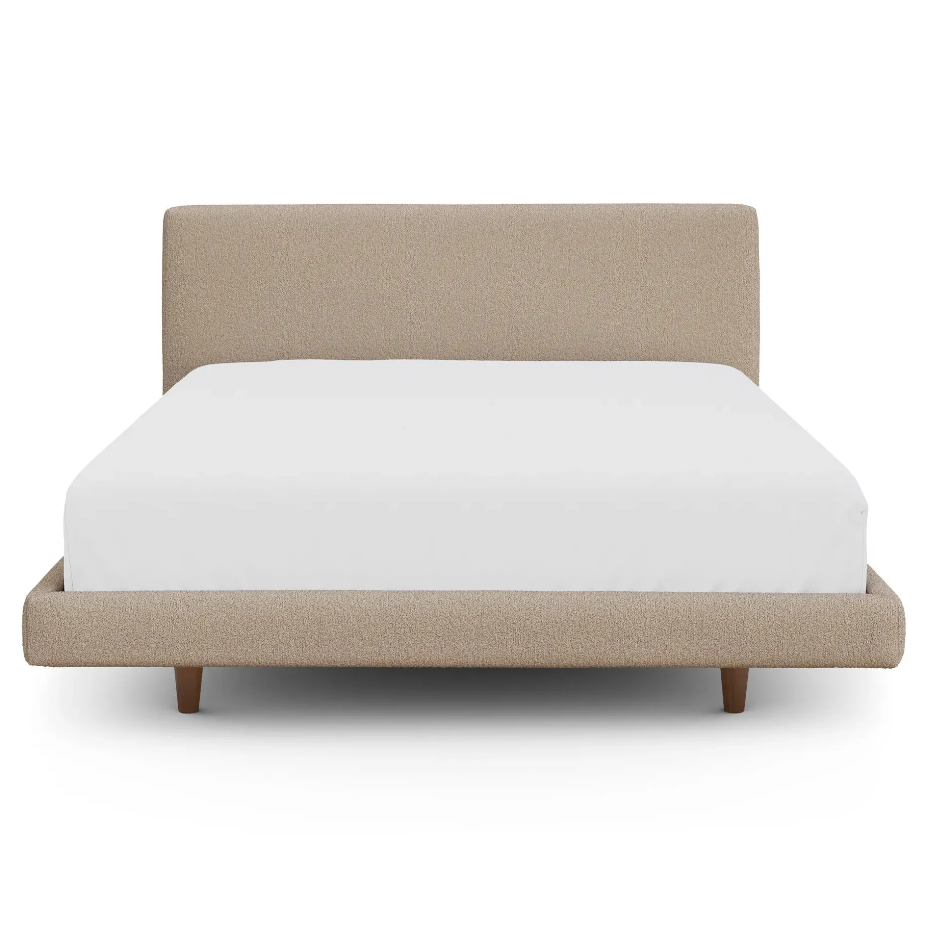 Tessu Queen Low Profile Upholstered Bed - Sandstone Wool Bouclé